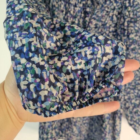 LOFT Spectral Blues patterned blouse - Picture 7 of 12